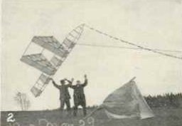 Experiments with kites having 2 sets of cells in the superstructure... just rising into the air