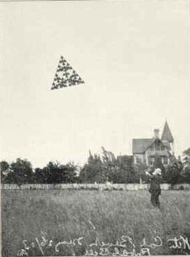 Dr. Bell flys a 64 cell tetrahedral kite